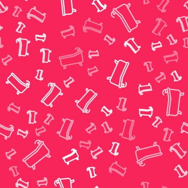 Beyaz çizgili Küvet ikonu kırmızı arka planda izole edilmiş pürüzsüz desen. Vektör