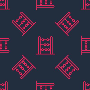 Kırmızı çizgi abaküs simgesi siyah arkaplanda izole edilmiş. Geleneksel sayım çerçevesi. Eğitim işareti. Matematik okulu. Vektör