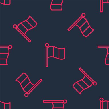 Kırmızı çizgi bayrak İtalya simgesi siyah arkaplanda kusursuz desen izole etti. Vektör