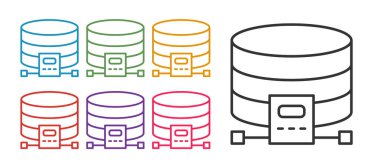 Cloud veritabanı simgesini beyaz arkaplanda ayır. Bulut hesaplama konsepti. Veri aktarımlı dijital servis ya da uygulama. Simgeleri renklendirin. Vektör