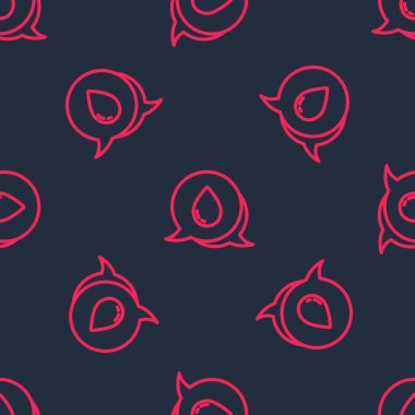 Kırmızı çizgi. Konuşma baloncukları ikonlu su damlası. Siyah arkaplanda izole edilmiş kusursuz desen. Vektör