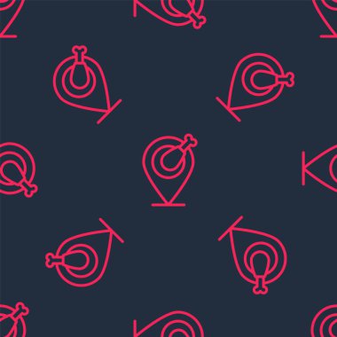 Kırmızı çizgi tavuk budu ikonu siyah arka planda izole edilmiş kusursuz desen. Tavuk budu. Vektör