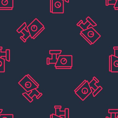 Kırmızı çizgi Mutfak Et Öğütücü ikonu siyah arka planda izole edilmiş kusursuz desen. Vektör