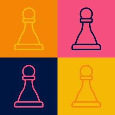 Pop Art Line Chess simgesi renk arkaplanında izole edildi. İş stratejisi. Oyun, yönetim, finans. Vektör