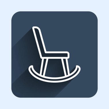 Kol Koltuğu simgesi uzun gölge arkaplanı ile izole edildi. Mavi kare düğme. Vektör