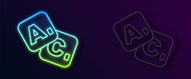 Parlayan neon hattı Bingo simgesi siyah arkaplanda izole edildi. Amerikan tombala oyunu için piyango biletleri. Vektör