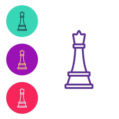 Satranç simgesini beyaz arkaplanda izole et. İş stratejisi. Oyun, yönetim, finans. Simgeleri renklendirin. Vektör