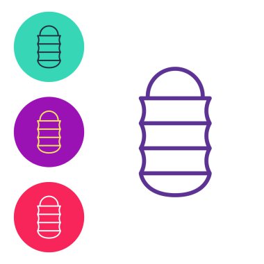 Beyaz arkaplandaki Balıkçılık Ağı simgesini ayarla. Balık oltası. Simgeleri renklendirin. Vektör