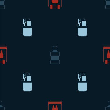 Takvimi diş macunu, diş fırçası, diş fırçası ve diş macunuyla kusursuz desene ayarla. Vektör