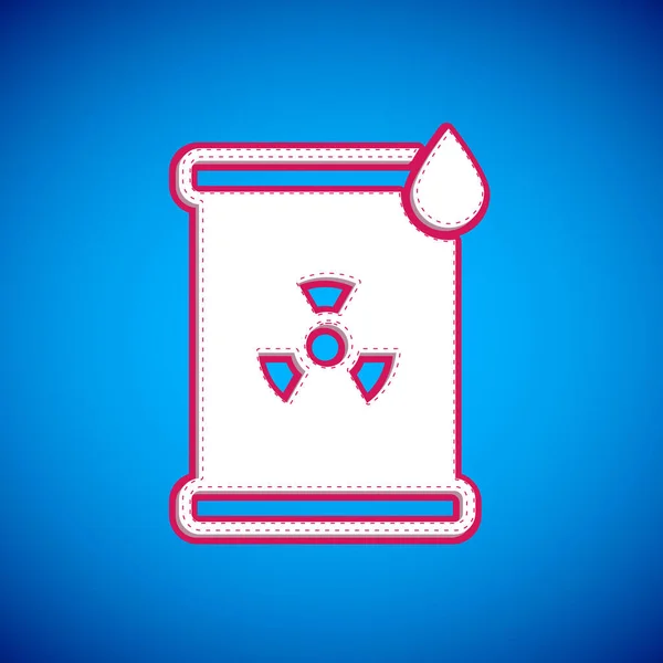 Wit Radioactief Afval Vat Pictogram Geïsoleerd Blauwe Achtergrond Giftig Afvalvat — Stockvector