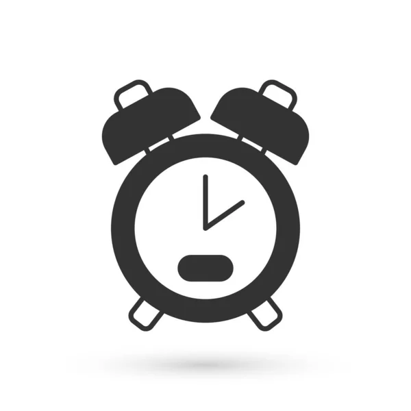 Icono Gris Reloj Despertador Aislado Sobre Fondo Blanco Despierta Levántate — Vector de stock