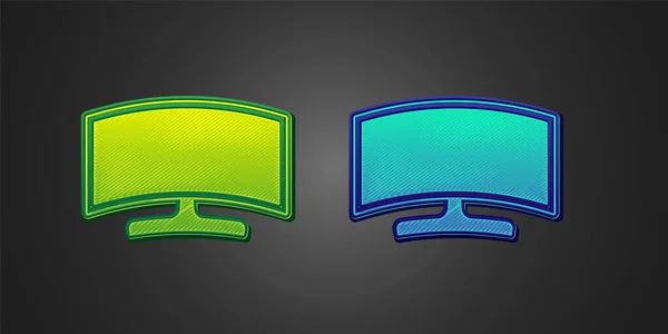 Grünes Und Blaues Computerbildschirm Symbol Isoliert Auf Schwarzem Hintergrund Komponenten — Stockvektor