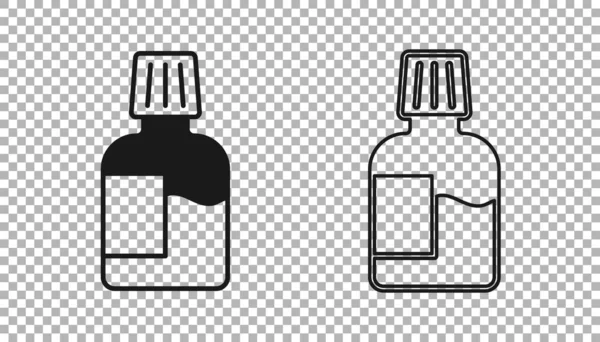 Schwarze Mundspülung Plastikflasche Symbol Isoliert Auf Transparentem Hintergrund Flüssigkeit Zum — Stockvektor