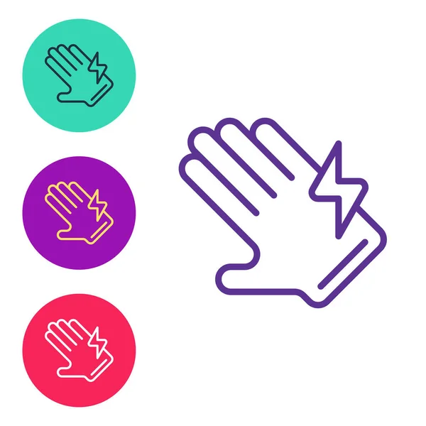 Set Line Electric Glove Icon Isolated White Background Safety Gloves — Stockvector