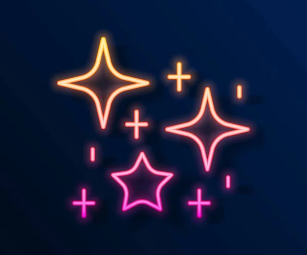 Brilhando Estrelas Linha Néon Sparkle Com Mágico Brilho Partículas Ícone —  Vetores de Stock