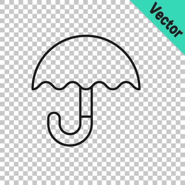 Schwarze Linie Klassisch Elegant Geöffnetes Schirm Symbol Isoliert Auf Transparentem — Stockvektor