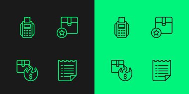 Dilek listesi şablonu, Hot Price, POS uçbirimi ve karton kutu simgesini ayarla. Vektör