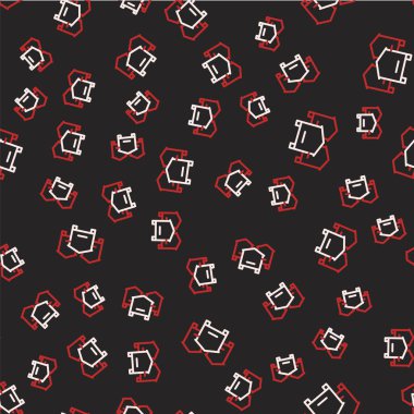 Arı ikonu için çizgi kovanı siyah arka planda izole edilmiş pürüzsüz desen. Arı kovanı sembolü. Apiary ve arı yetiştiriciliği. Tatlı doğal yemek. Vektör