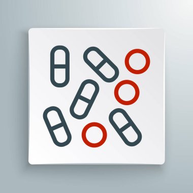 Çizgi Medikal ilaç şişesi biyohack ikonu beyaz arka planda izole edildi. Eczane biyokorsanlığı. Renkli taslak konsepti. Vektör