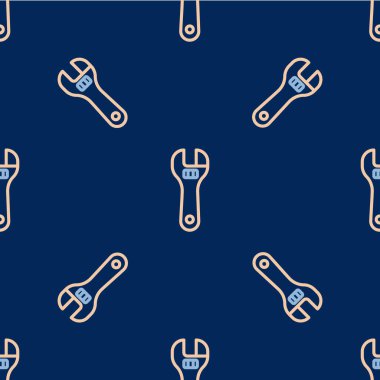 Satır Ayarlanabilir İngiliz anahtarı simgesi mavi arkaplanda izole edilmiş pürüzsüz desen. Vektör