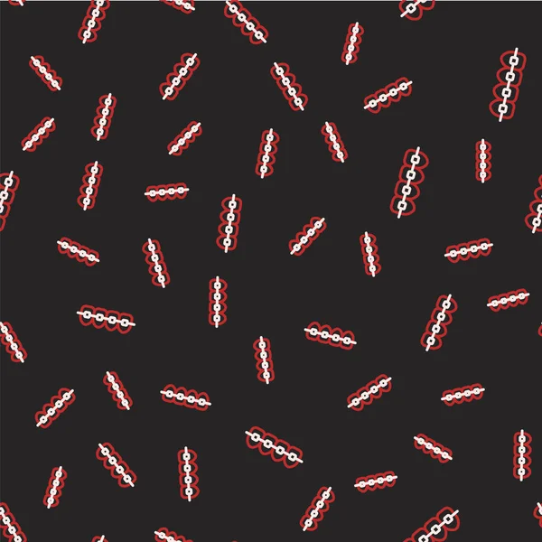 Diş teli simgesine sahip çizgi dişleri siyah arkaplanda izole edilmiş dikişsiz desen. Diş ısırığının hizası, diş telli sıra. Diş konsepti. Vektör