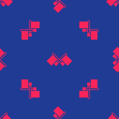 Kırmızı Bayrak simgesi mavi arkaplanda izole edilmiş. Yer belirleyici sembol. Vektör