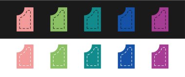 Dikiş şablonu simgesini siyah beyaz arkaplanda izole et. Dikiş için işaretler. Vektör