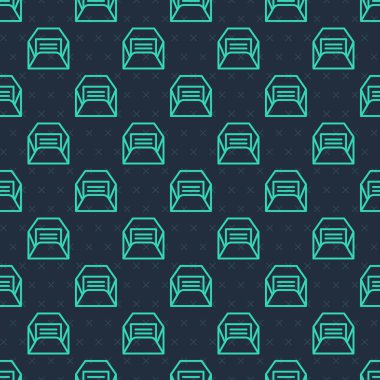 Yeşil çizgi Zarf simgesi mavi arkaplanda izole edilmiş pürüzsüz desen. Mesaj konsepti alındı. Yeni, e-posta gelen mesaj, SMS. Posta servisi. Vektör