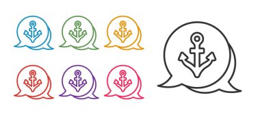 Çapa simgesini beyaz arkaplanda izole et. Simgeleri renklendirin. Vektör