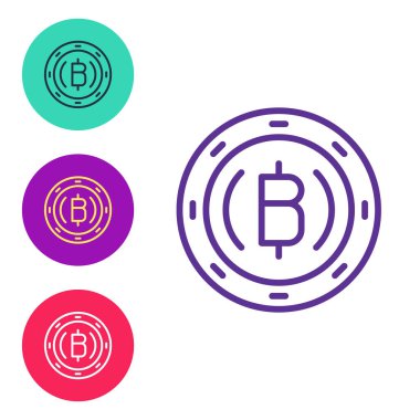 Şifreleme madeni para simgesini beyaz arkaplanda izole et. Madeni para. Engelleme zinciri tabanlı şifreli para birimi. Simgeleri renklendirin. Vektör