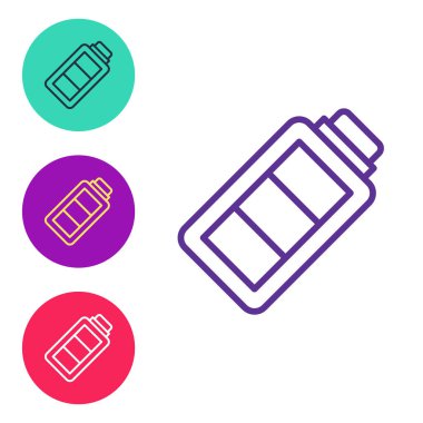 Batarya şarj seviyesi gösterge simgesini beyaz arkaplanda izole et. Simgeleri renklendirin. Vektör