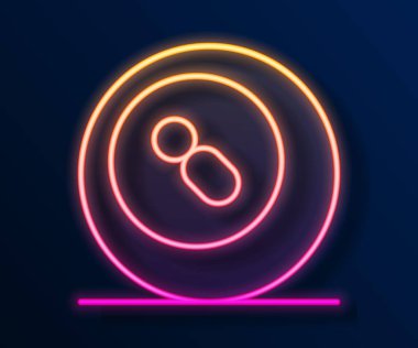Parlak neon hattı bilardo topu. Siyah arka planda 8 numaralı ikon izole edilmiş. Vektör