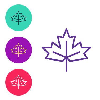 Beyaz arkaplanda Kanada akçaağaç yaprağı simgesi izole edildi. Kanada sembolü akçaağaç yaprağı. Simgeleri renklendirin. Vektör