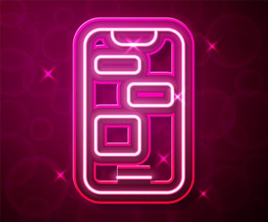 Parlayan neon hattı Mobil 24 saat destek ikonu kırmızı arkaplanda izole edildi. Tüm gün müşteri destek merkezi. Tam zamanlı çağrı servisi. Vektör