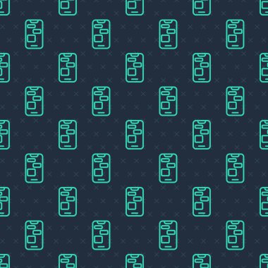 Yeşil Hat Mobil 24 saat destek ikonu mavi arka planda izole edilmiş pürüzsüz desen. Tüm gün müşteri destek merkezi. Tam zamanlı çağrı servisi. Vektör