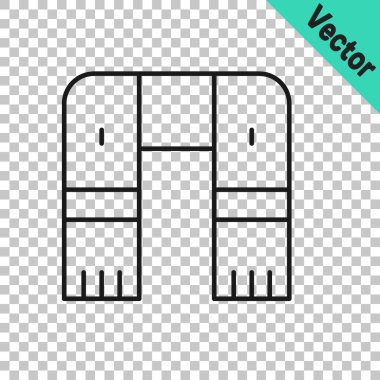 Siyah çizgi eşarp simgesi şeffaf arkaplanda izole edildi. Vektör