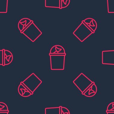 Balık ikonlu kırmızı balık kovası siyah arka planda izole edilmiş. Kovadaki balık. Vektör