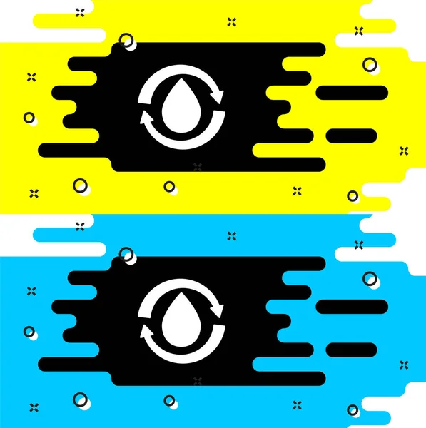 白色循环清洁水图标隔离在黑色背景 滴水与标志回收 — 图库矢量图片