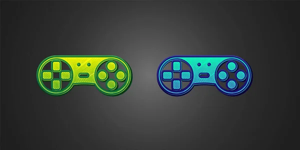 Controler Joc Verde Albastru Sau Joystick Pentru Pictograma Consolei Joc — Vector de stoc
