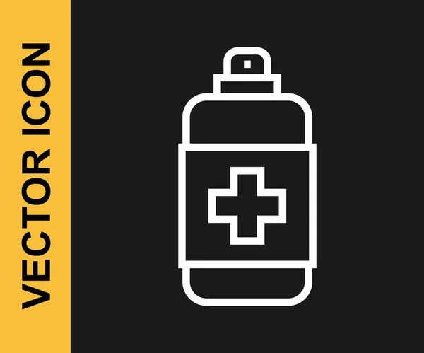 Witte Lijn Fles Vloeibare Antibacteriële Zeep Met Dispenser Pictogram Geïsoleerd — Stockvector