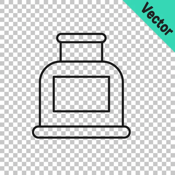 Línea Negra Icono Inkwell Aislado Sobre Fondo Transparente Vector — Vector de stock