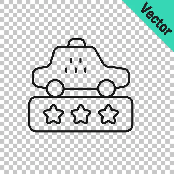 Icono Calificación Servicio Taxi Línea Negra Aislado Sobre Fondo Transparente — Archivo Imágenes Vectoriales