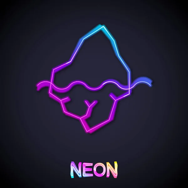 Zářící Neonová Čára Icebergova Ikona Izolovaná Černém Pozadí Vektor — Stockový vektor