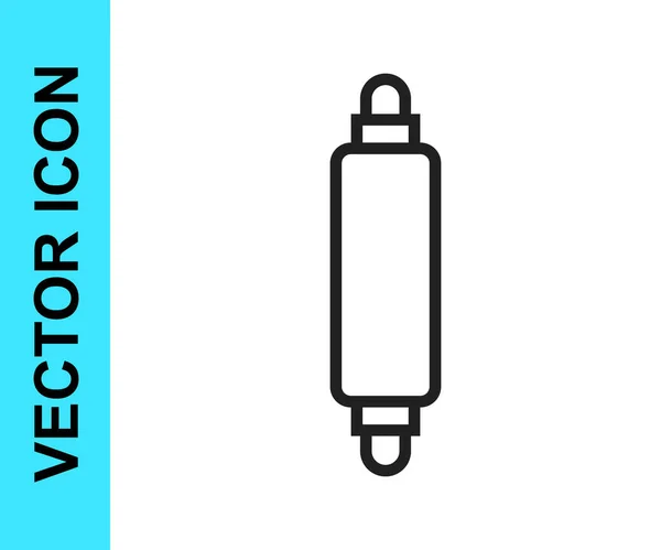 Ligne Noire Rolling Pin Icône Isolée Sur Fond Blanc Vecteur — Image vectorielle