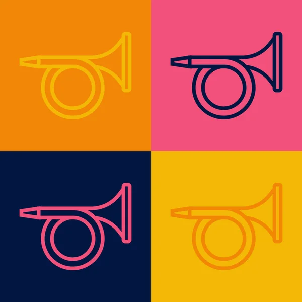 Pop Art Line Trumpet Icon Isolated Color Background Musical Instrument — Stock vektor