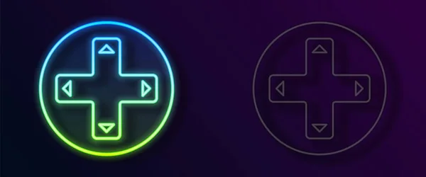 Glödande Neon Line Game Controller Eller Joystick För Spelkonsol Ikon — Stock vektor