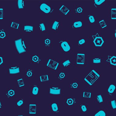 Bilgisayar monitörünü, madalya, fare ve taşınabilir oyun konsolunu kusursuz şablona göre ayarla. Vektör