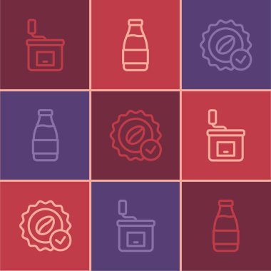 El yapımı kahve öğütücüsü, Medal for ve süt şişesi ikonu. Vektör