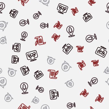 Hediye yayı, Noel ağacı, top ve zarf kusursuz desenli. Vektör