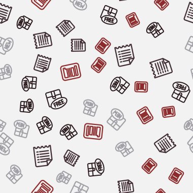 Satır Karton kutusunu ücretsiz sembol, Dilek listesi şablonu, Yeni koleksiyon ve dikişsiz desen üzerine barkod ile ayarla. Vektör